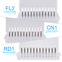 12 sztuk/pudło Dental płomień biały kamień polerowanie FG Burs FL2 ścieranie punkt Bur Fit szybka prostnica 1.6mm dentysta narzędzia 6
